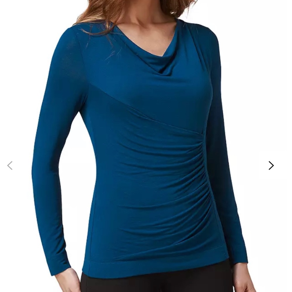 L.K. Bennett Blue Cowl Neck Top